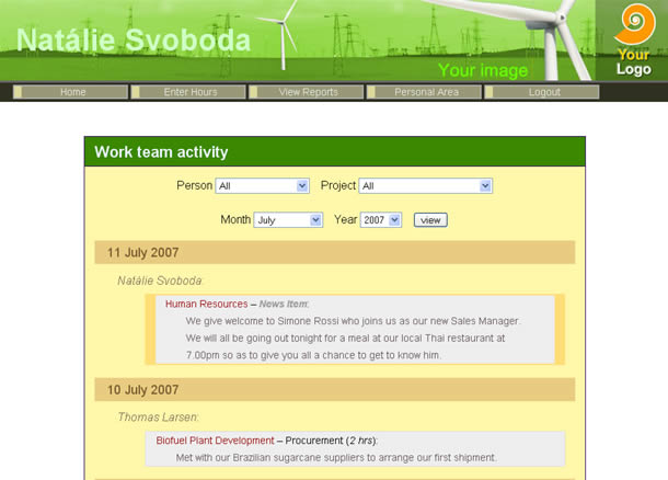 Activity Report - combines timesheet and news entries